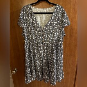 Floral Black & White Dress